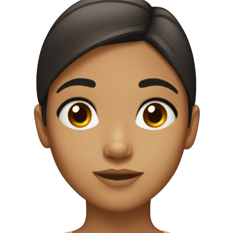 A girl with blackish brownish hair and eyes with tan skin emoji