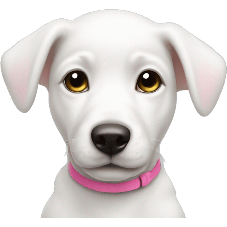 White puppy with pink nose emoji