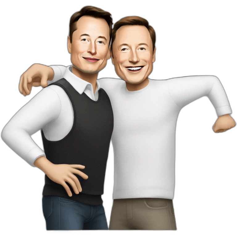 Elon musk dance with steeve jobs  emoji