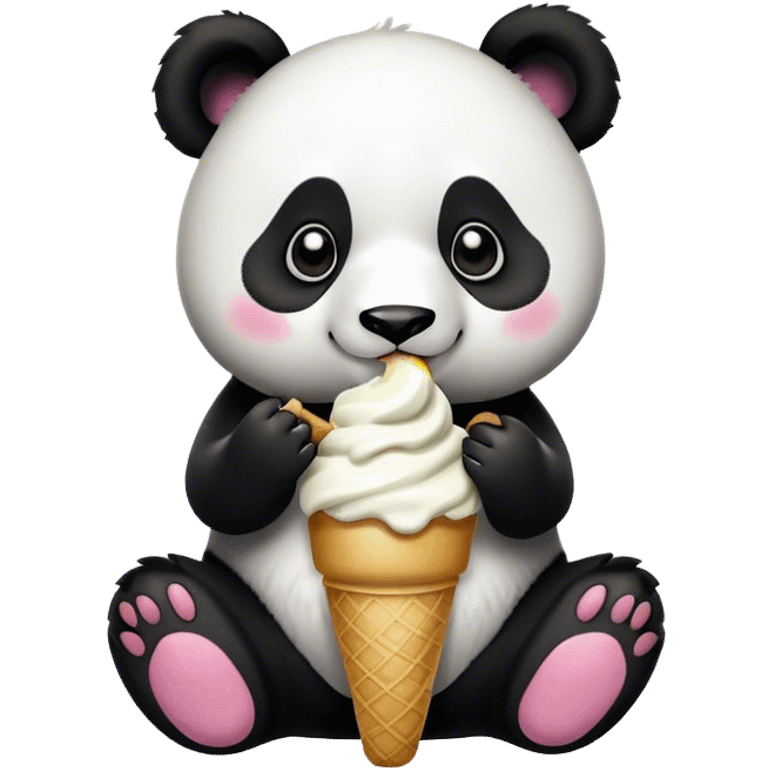 Panda eating ice cream emoji