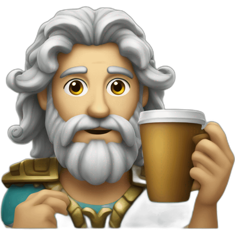 Poseidon drinks coffee emoji