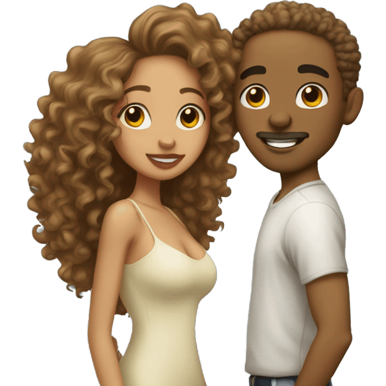 light skin man with a light skin woman curly hair  kissing  emoji