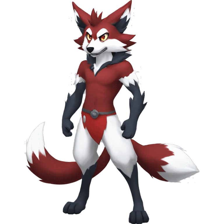 Anthro-Lycanroc-Red-White-Werewolf-Midnight-form Full Body emoji