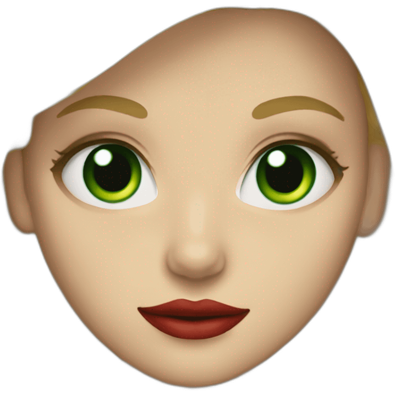 blond girl with green eyes and red lipstick emoji