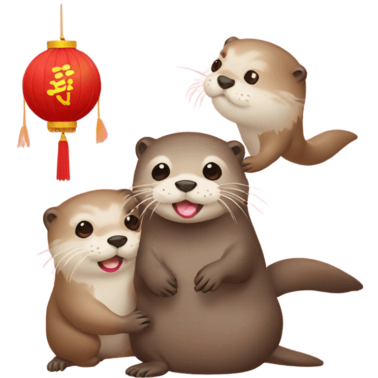 Otters on Korean Lunar New Year emoji