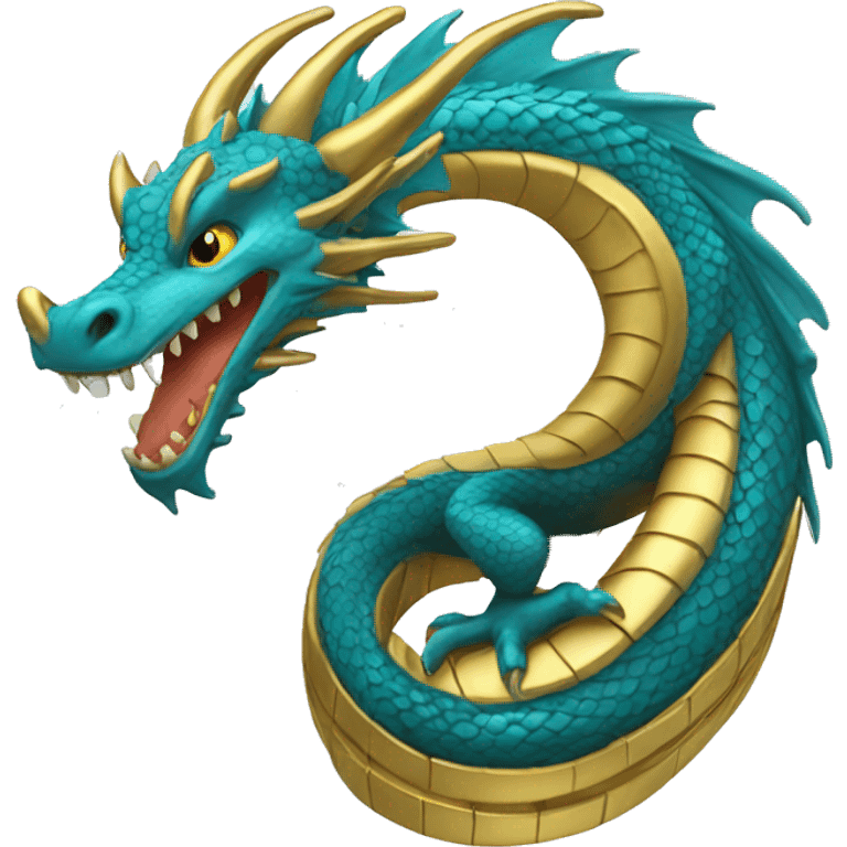 dragon blue golden coin emoji