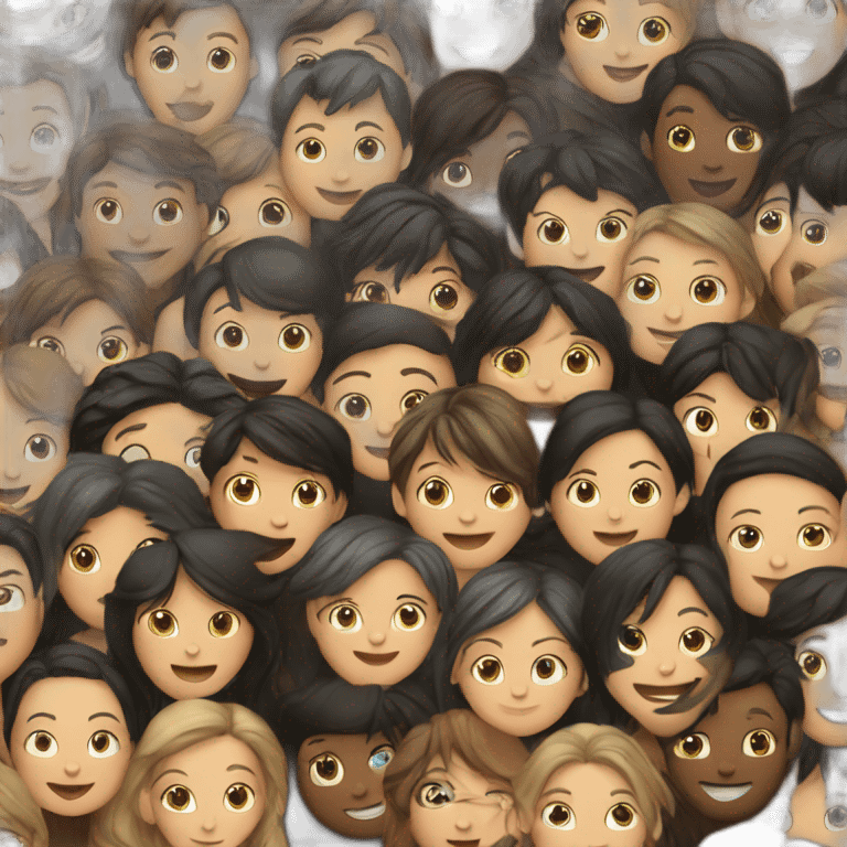 memojis of a crowd in a heart shape emoji