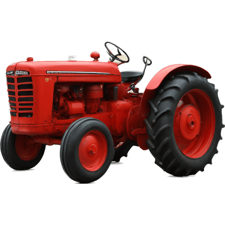 A vintage red tractor with no cab emoji