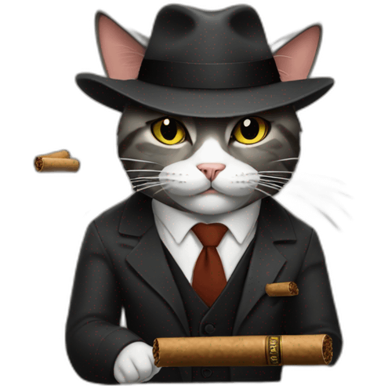 Mafia cat with cigars emoji