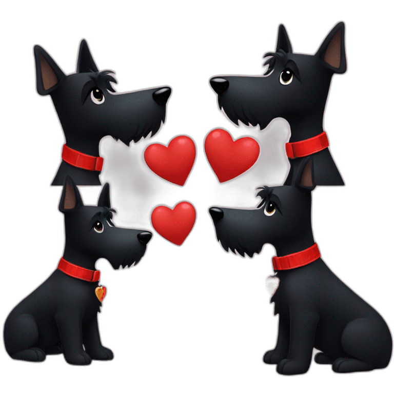 Two black Scottish terrier kissing uno sin cola emoji