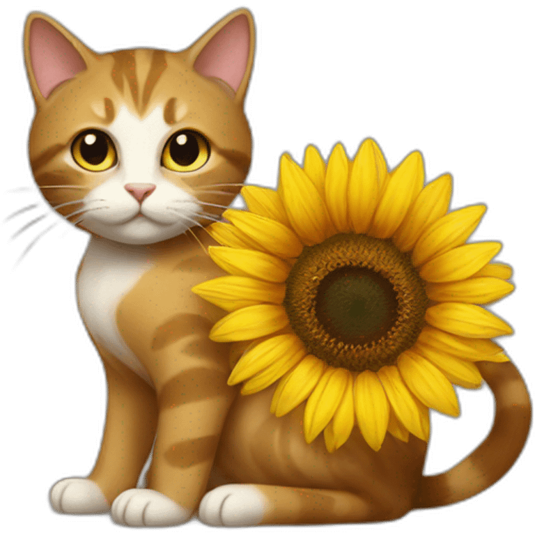 Cat holding a sunflower emoji