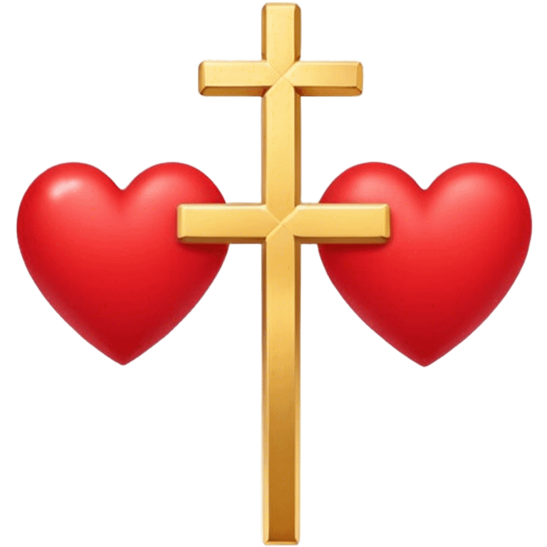 Two red  hearts connected by a simple gold cross  emoji