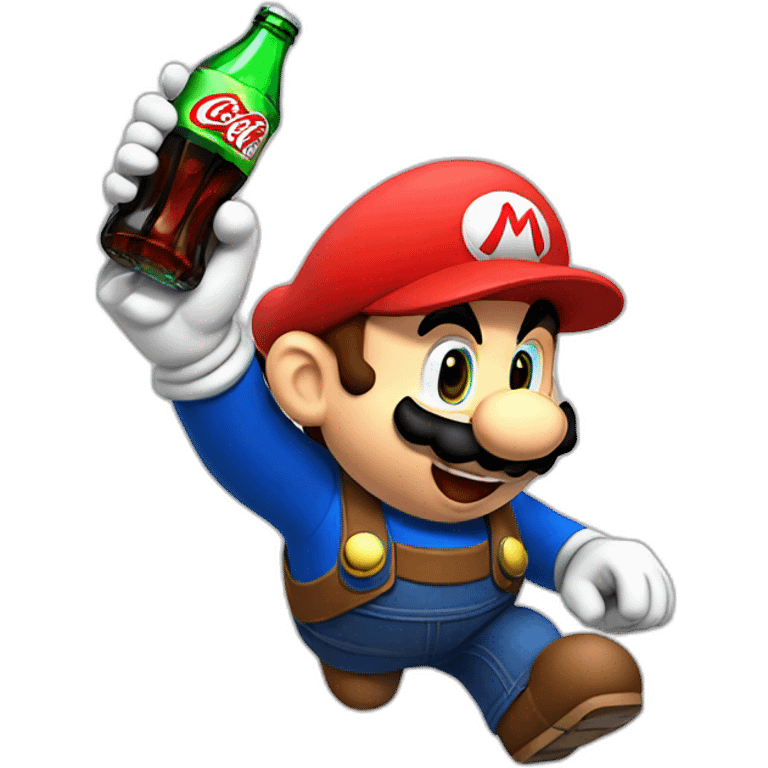 mario in a cat version drinking coca cola emoji