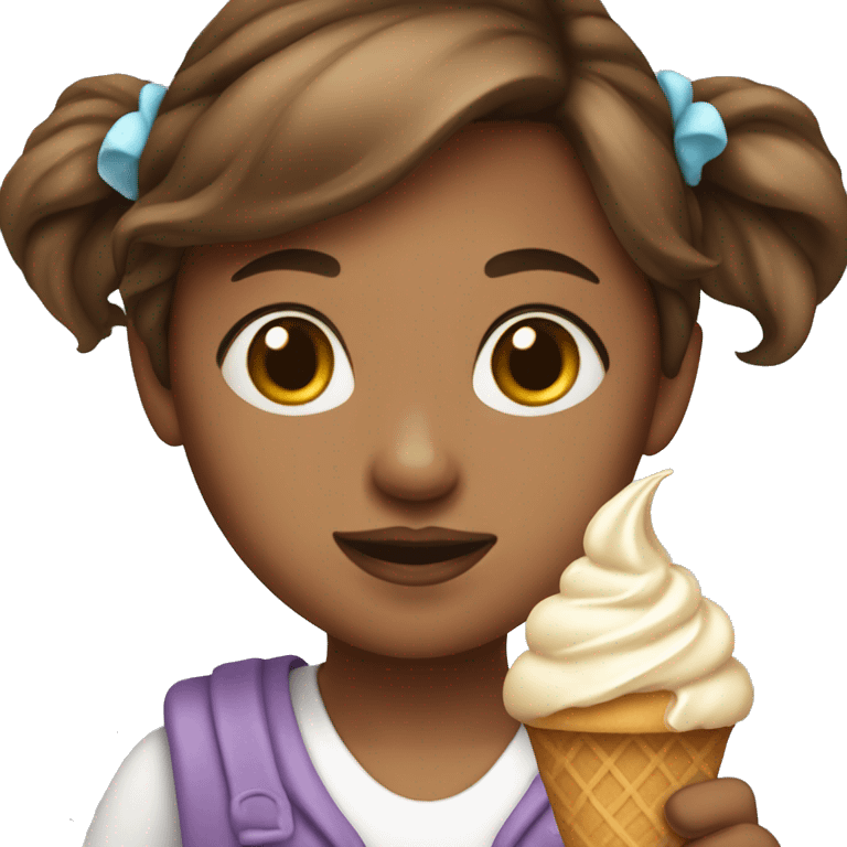 Girl with an ice cream costume  with brown hair emoji