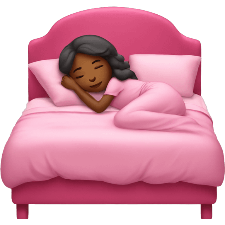 Girl sleeping in a pink bed  emoji