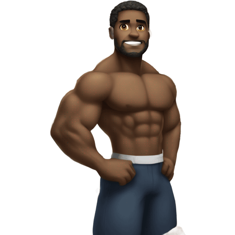 The strongest black guy ever showing his muscles  emoji