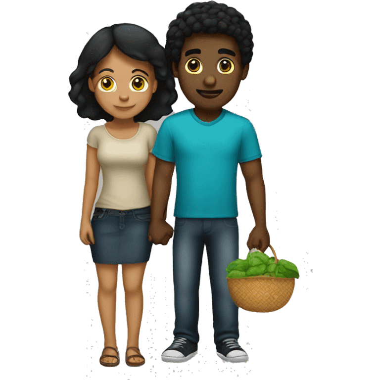 Black guy Mexican girl couple  emoji