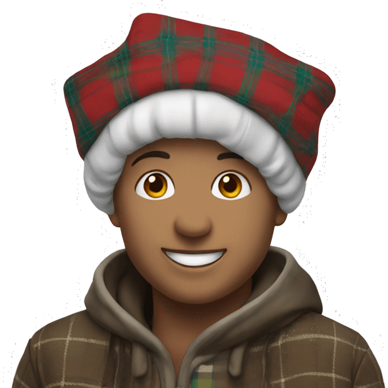 Smiling solo in a tartan bonnet emoji