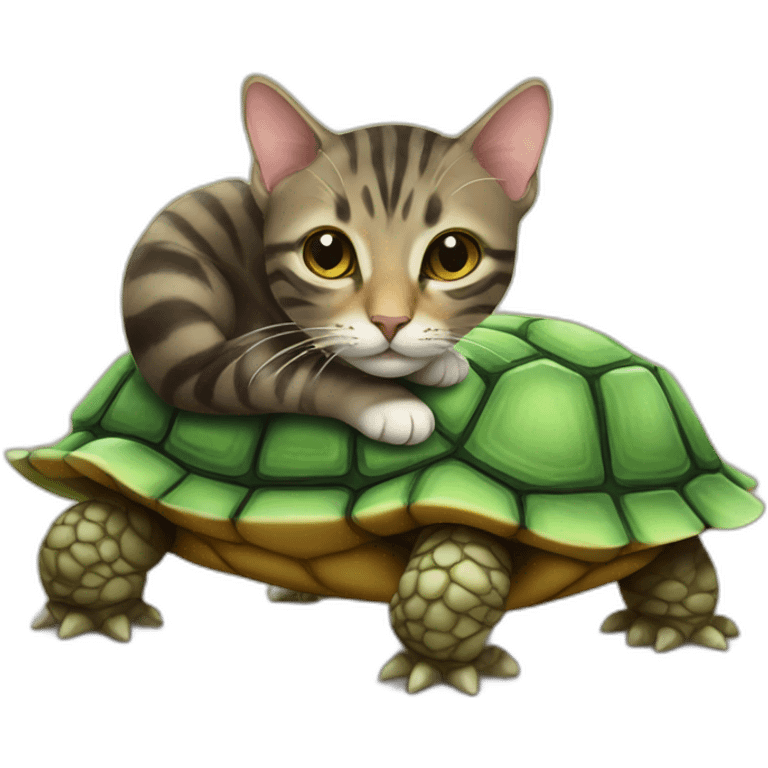 Cat on turtle emoji