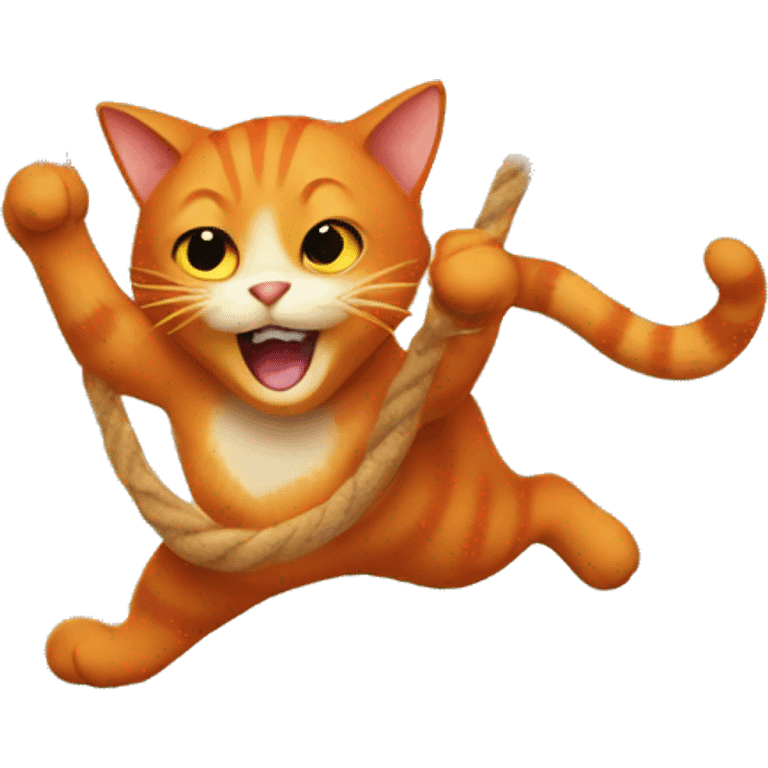 a red cat swinging emoji