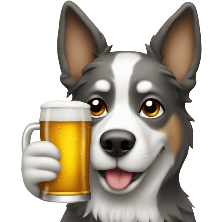 Dog drinking beer emoji