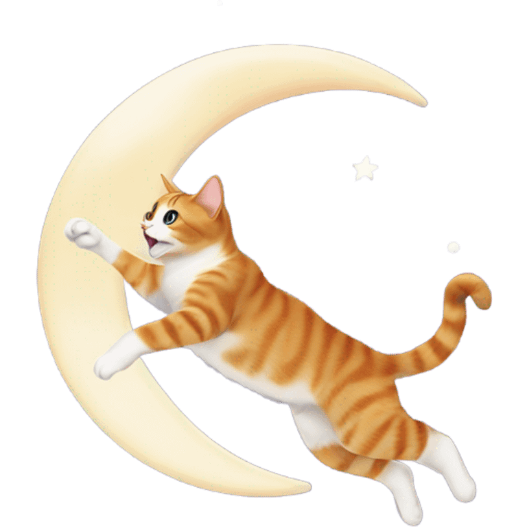 Cat jumping over moon emoji