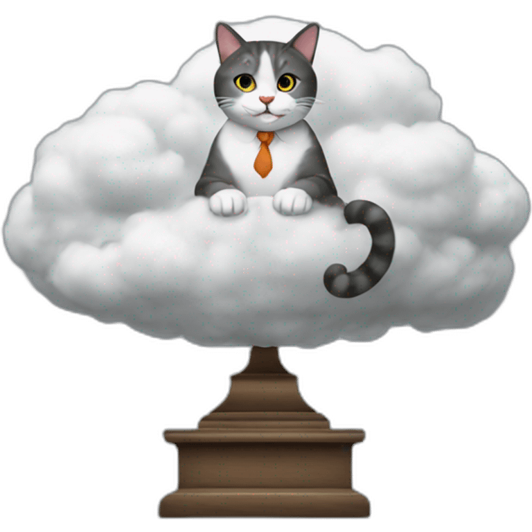 cat secretary sitting on top of the cloud emoji