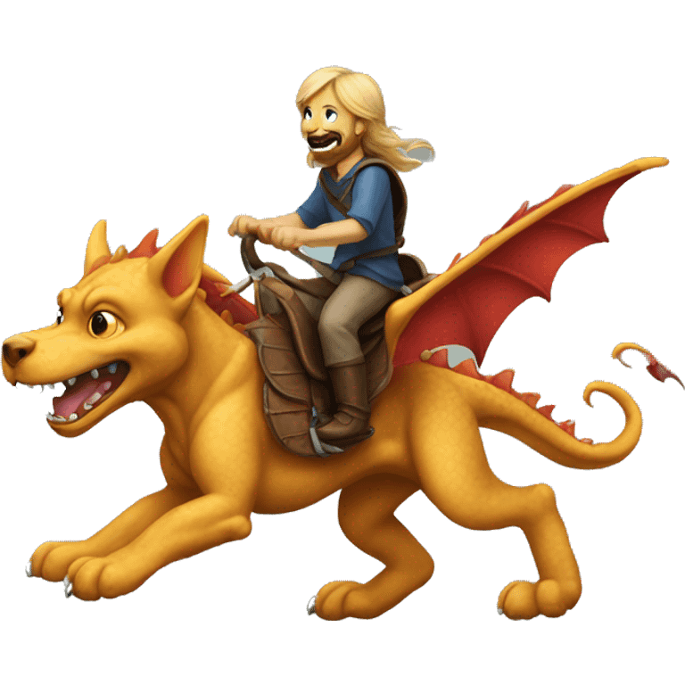 a dog riding a dragon emoji