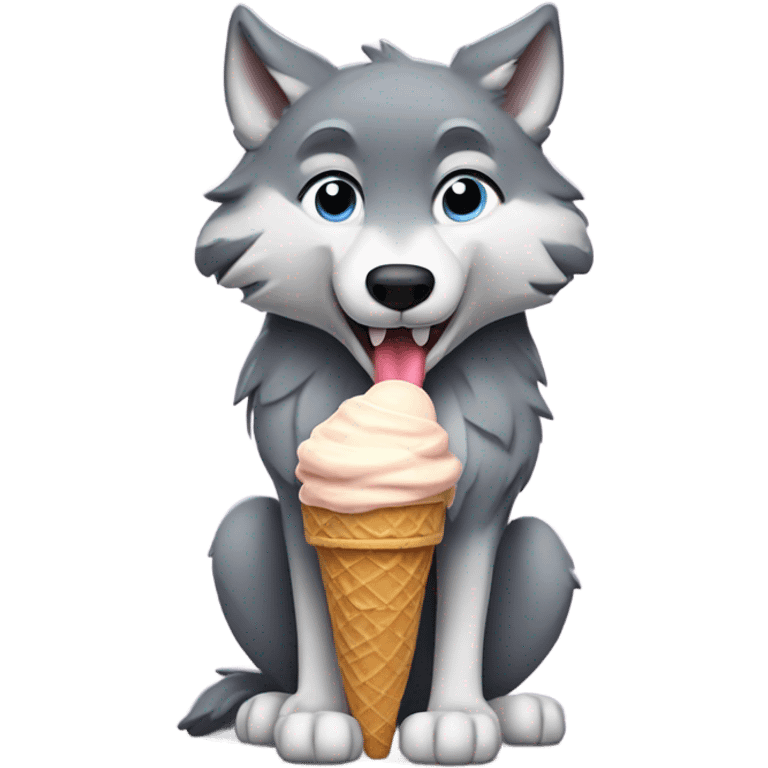 Wolf holding ice cream  emoji