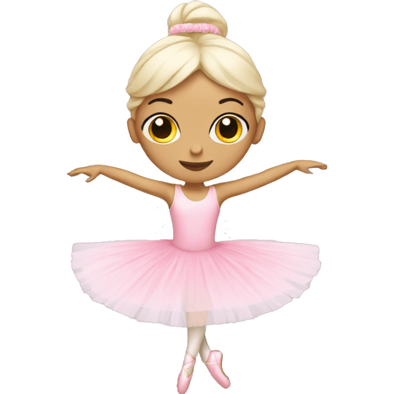 White ballerina wearing pink emoji