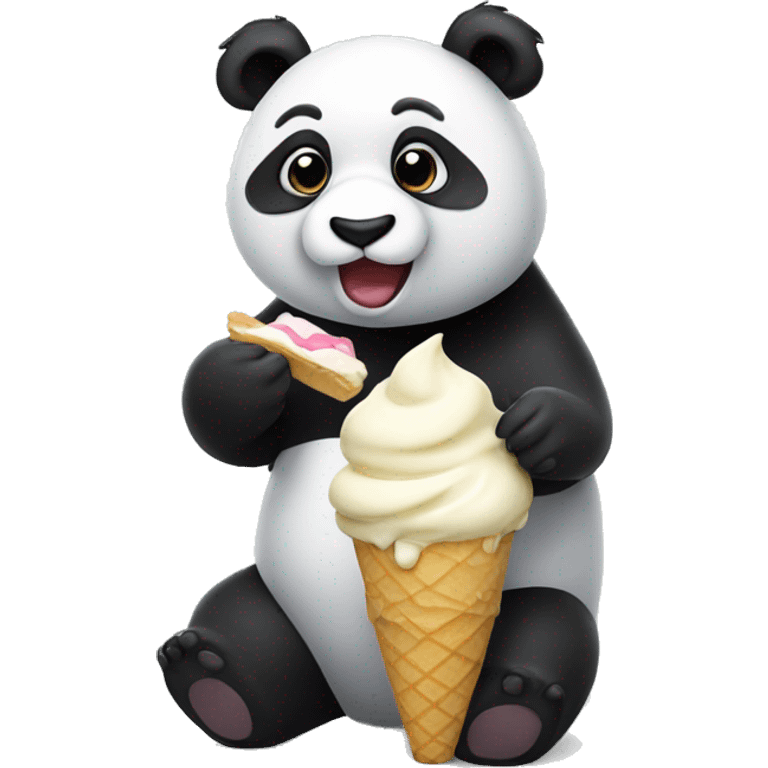 Panda eating ice cream emoji