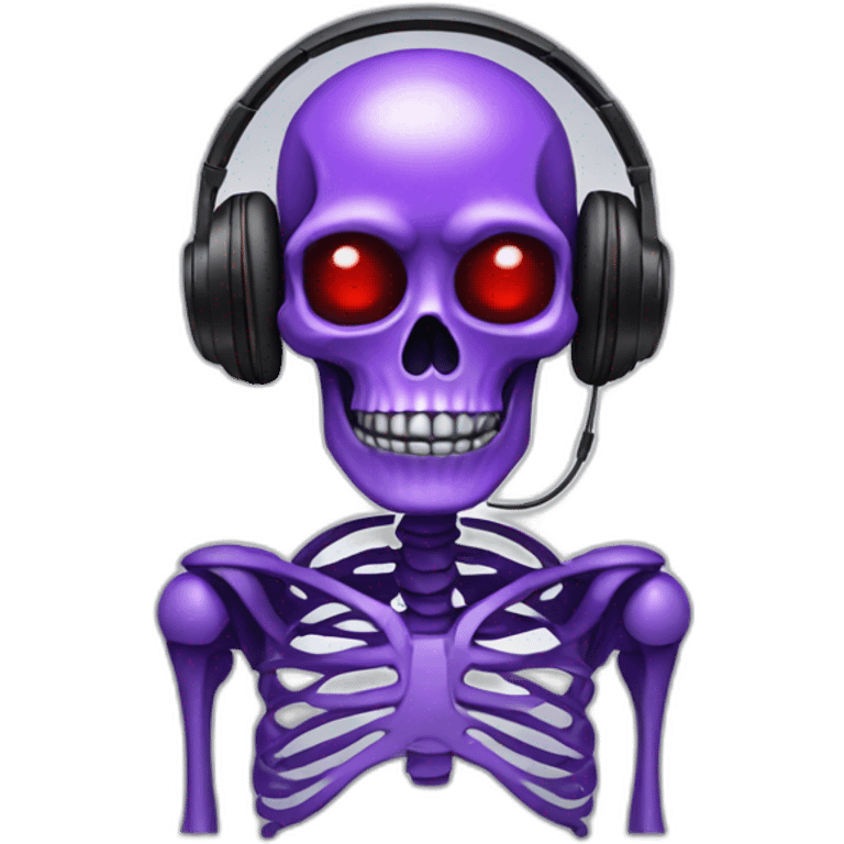 purple skeleton with headphones and red eyes emoji