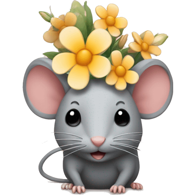 mouse with flowers emoji