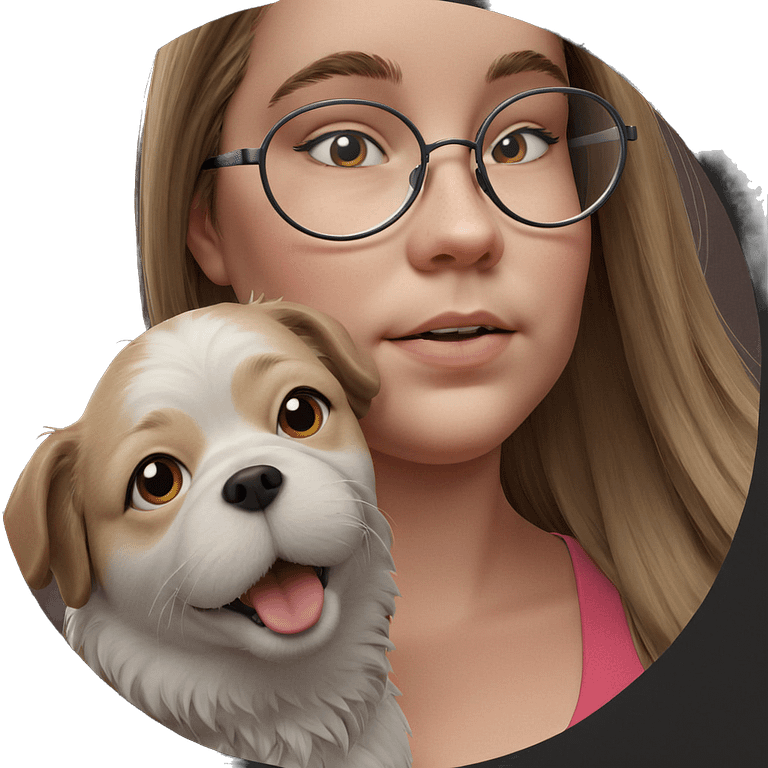 girl with glasses and dog emoji