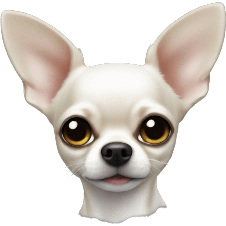 A white dear head Chihuahua, with jet black emoji