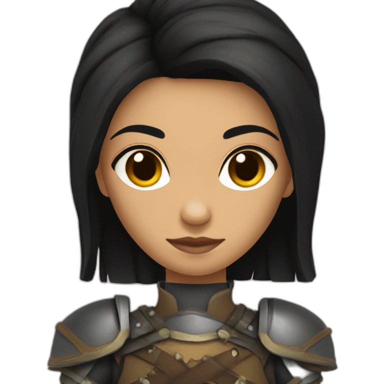 warrior woman black hair mediaval sword emoji