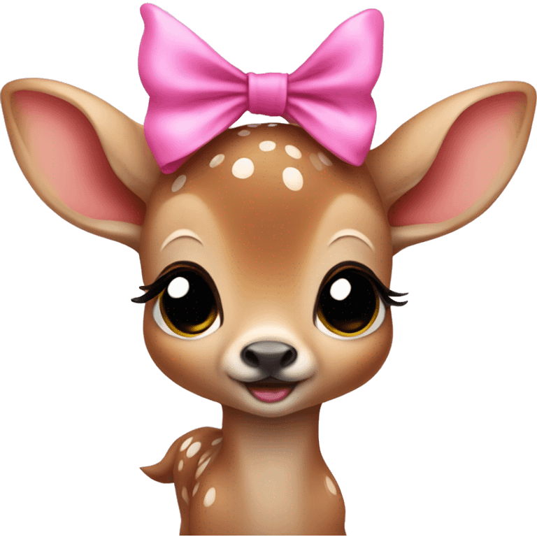 baby deer with fairy wings and a pink bow around its neck  emoji