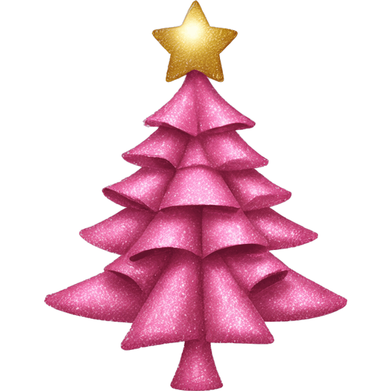 Pink glitter Christmas tree with multiple glitter ribbons  emoji