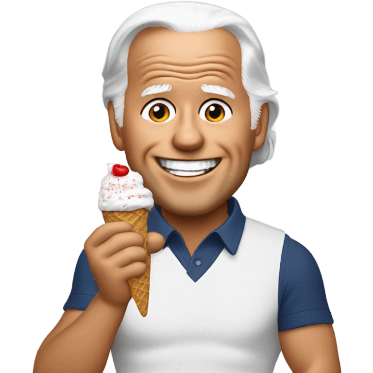 Joe Biden eating ice cream while curling his hair emoji