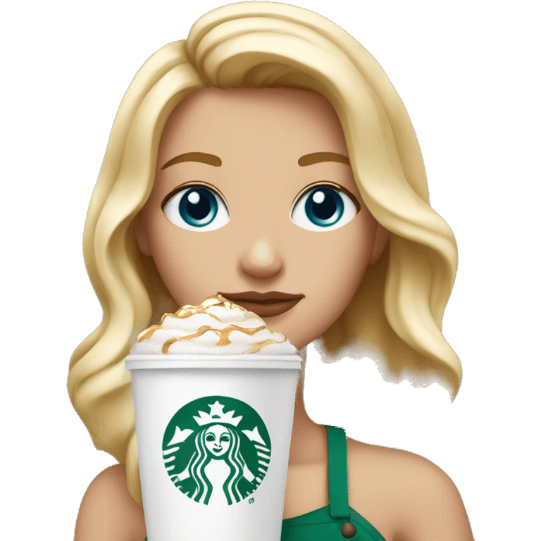 Starbucks cup drink with blonde girl blue eyes  emoji