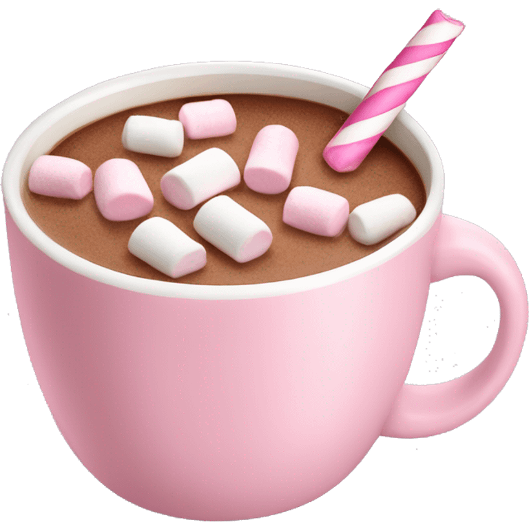 Light Pink mug of hot chocolate with marshmallows  emoji