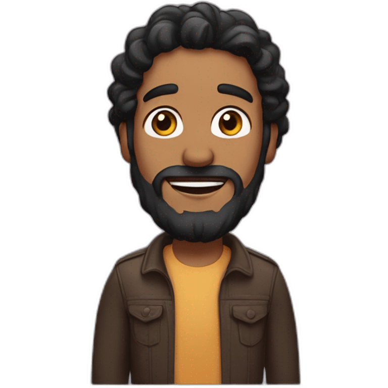 brown man with wavy long black hair and a beard emoji