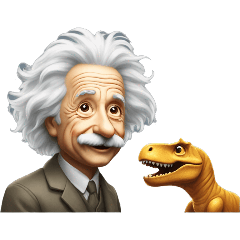 albert einstein happy with dinosour emoji