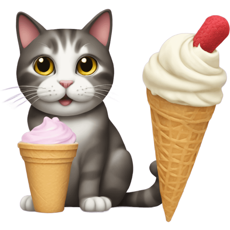 Cat and ice crem emoji