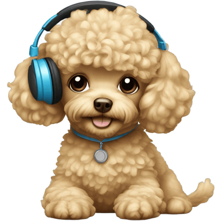 Blonde toy poodle with headphones on emoji