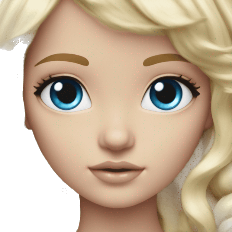 ocean blue doll eyes, blonde hair, feminine, pink, girl, angelic emoji