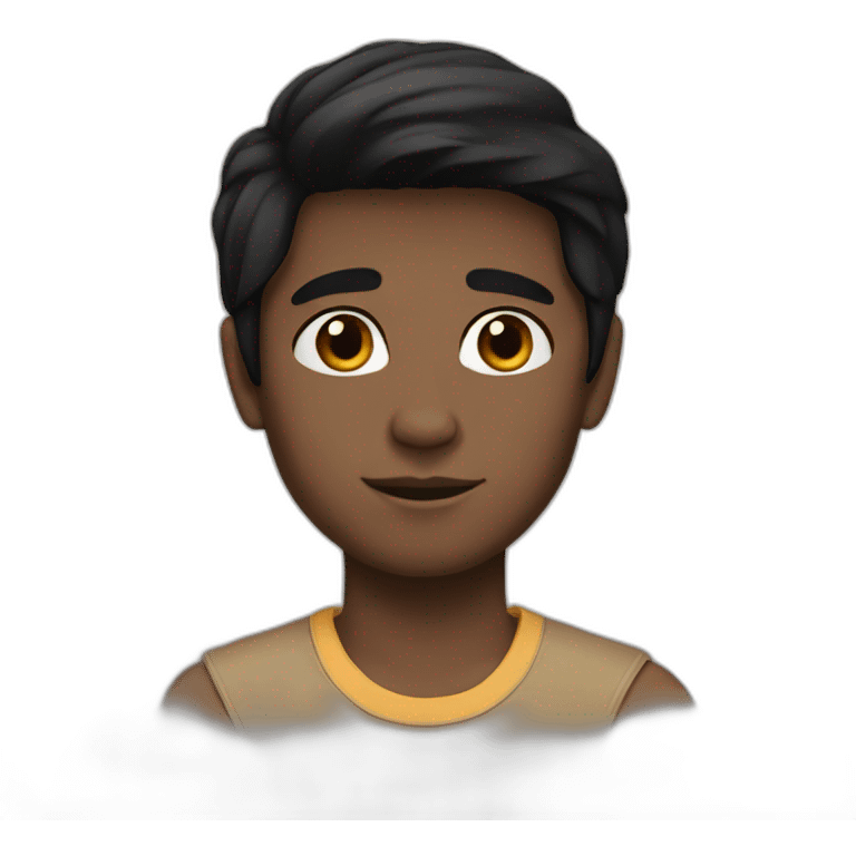 boy black hair Smooth Indian black face emoji