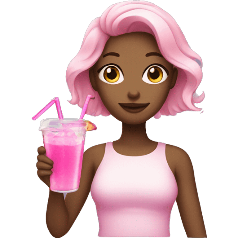 Girl with pink drink  emoji