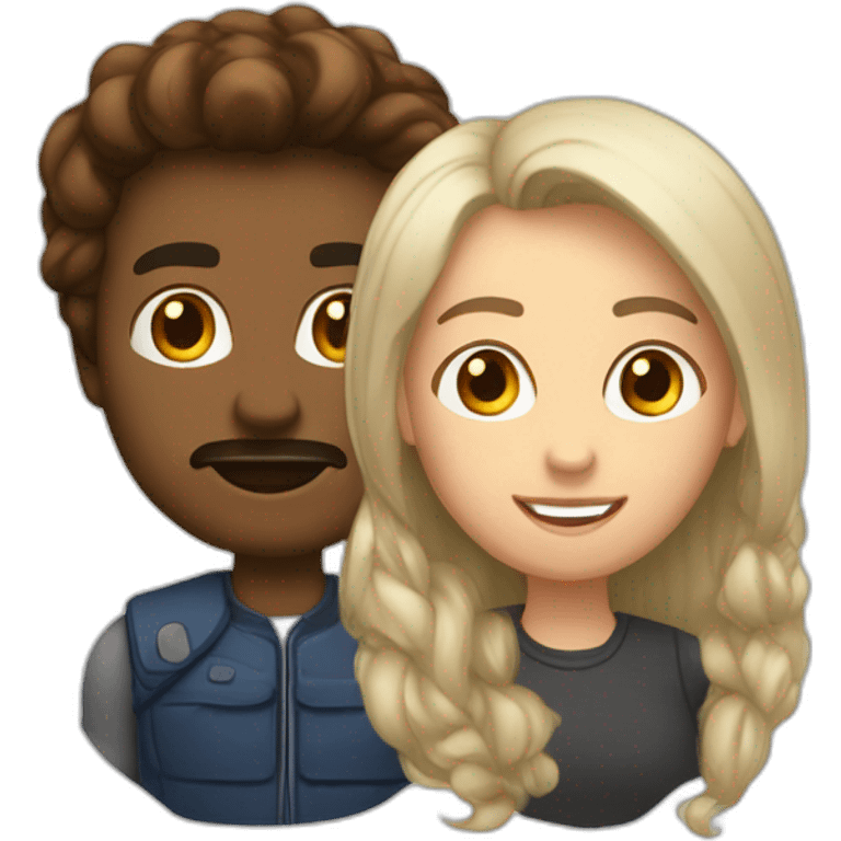 Masculine au cheveux long blanc plus une féminine au cheveux brun emoji