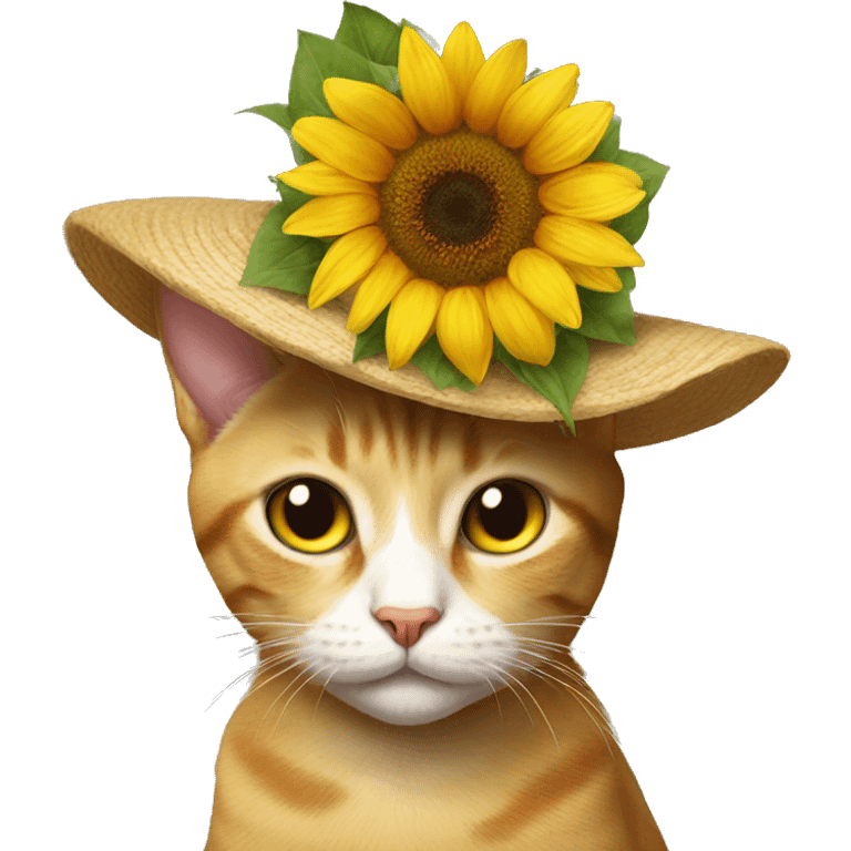 Cat wearing a sunflower hat emoji